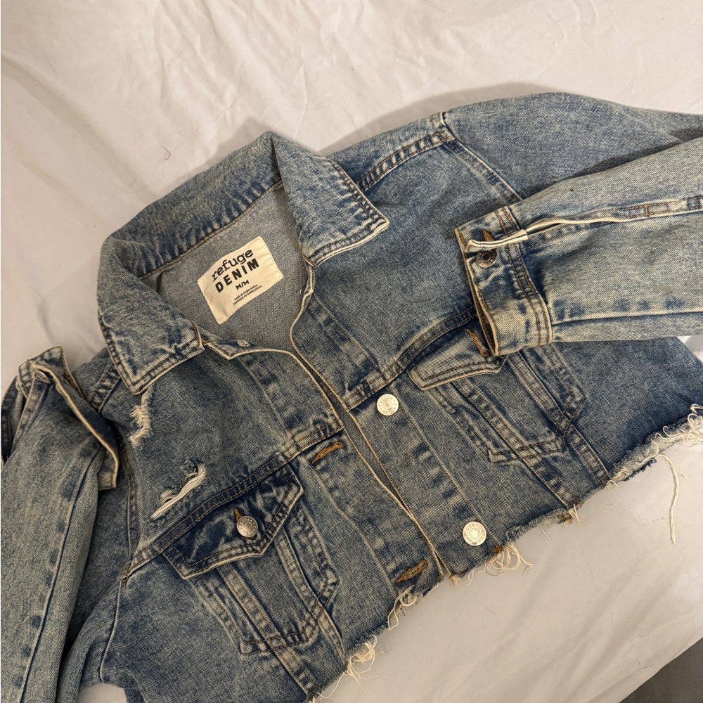 Blue Denim Cropped Jacket